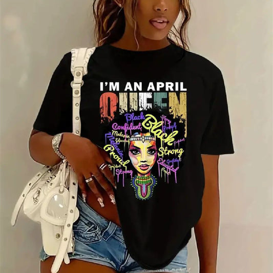 Black Girl Printed Short-sleeved T-shirt